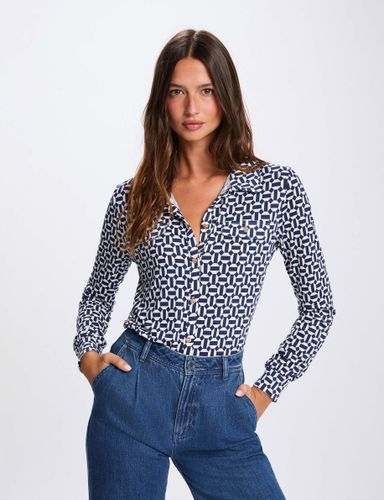 T-shirt col à revers blanc femme - Morgan - Modalova