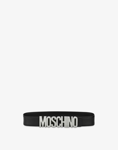 Cinturón De Cuero Con Logo - Moschino - Modalova
