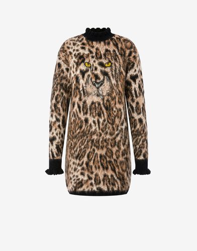 Leopard Print Mohair-blend Dress - Boutique Moschino - Modalova