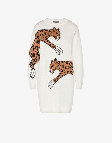 Leopard Jacquard Wool Dress - Boutique Moschino - Modalova