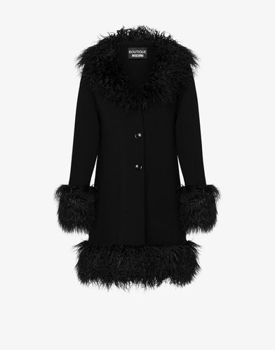 Furry Details Knitted Coat - Boutique Moschino - Modalova