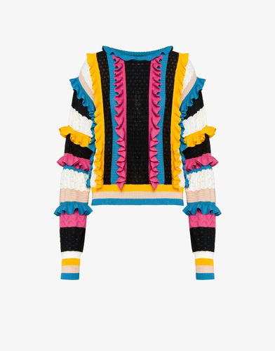 Stripes & Ruffles Wool Jumper - Boutique Moschino - Modalova