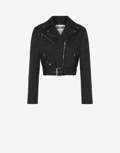 All-over Logo Nylon Biker Jacket - Moschino - Modalova