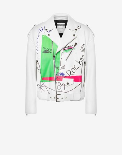 Tony Viramontes Archive Nappa Leather Biker Jacket - Moschino - Modalova