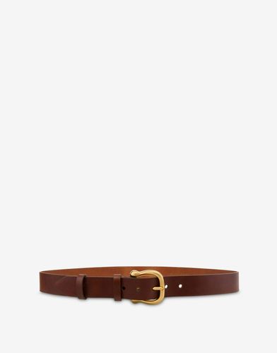 Cinturón De Piel De Becerro Con Hebilla Dorada - Moschino - Modalova