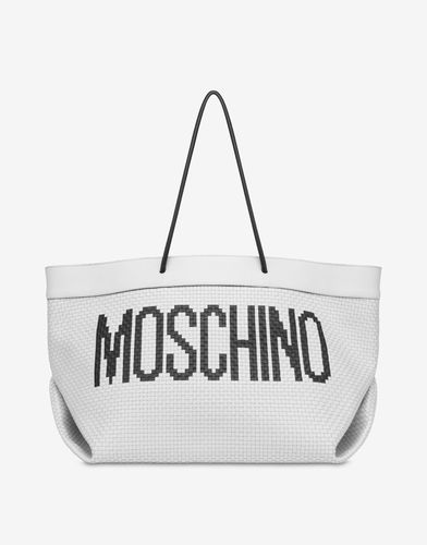Shopper Aus Geflochtenem Kalbsleder Black & White - Moschino - Modalova