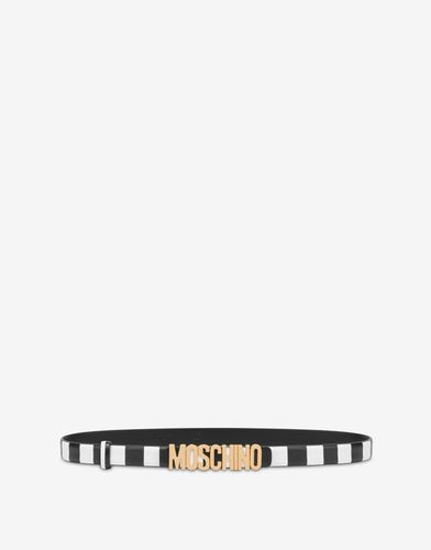 Lettering Logo Striped Thin Belt - Moschino - Modalova
