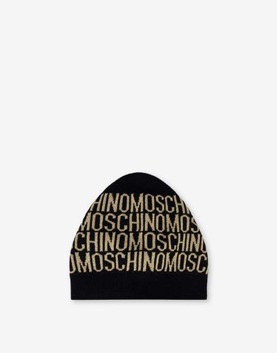 Cappello In Lana Allover Logo - Moschino - Modalova
