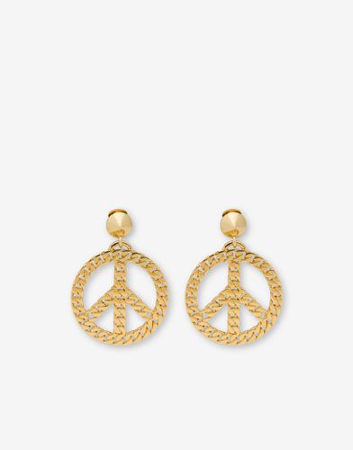 Chain Peace Symbol Earrings - Moschino - Modalova