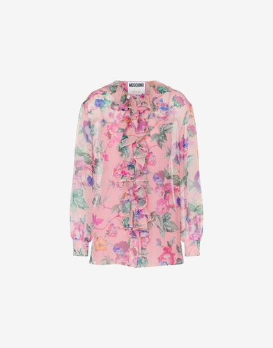 Camicia In Chiffon Flowers Print - Moschino - Modalova