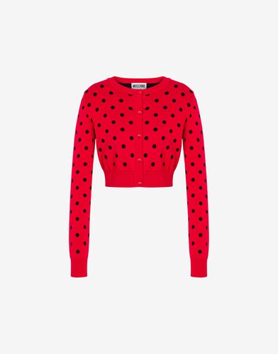 Allover Polka Dots Knitted Cropped Cardigan - Moschino - Modalova