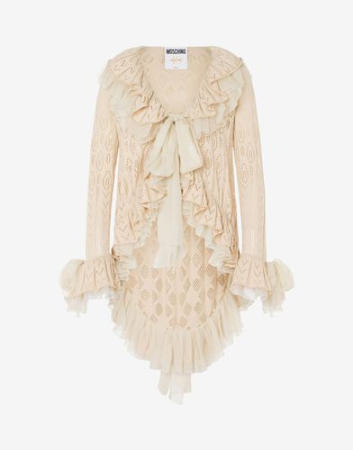 Cotton Cardigan With Ruches - Moschino - Modalova