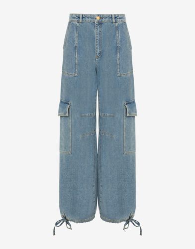 Blue Denim Oversized Trousers - Moschino - Modalova