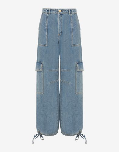 Pantalone Oversize In Denim Blu - Moschino - Modalova