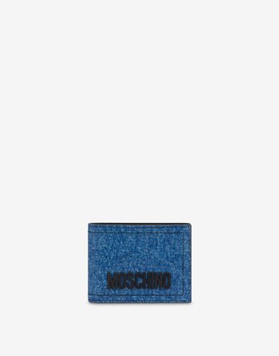 Denim Print Nappa Leather Flap Wallet - Moschino - Modalova