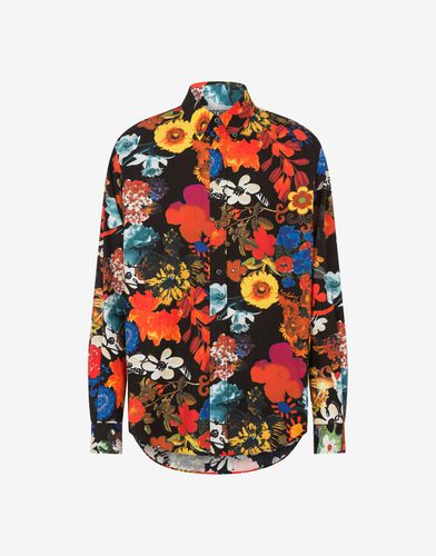 Camicia In Popeline Allover Flowers - Moschino - Modalova
