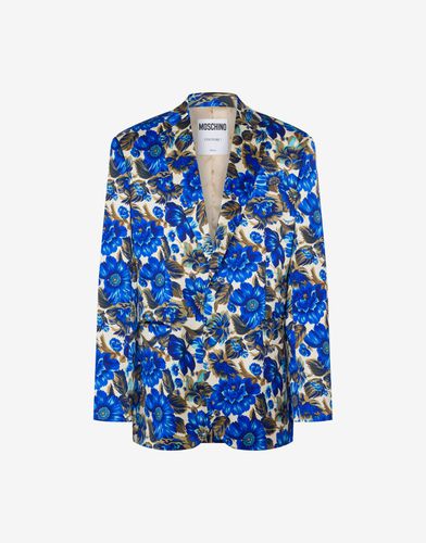 Jacke Aus Baumwolle Und Viskose Allover Blue Flowers - Moschino - Modalova