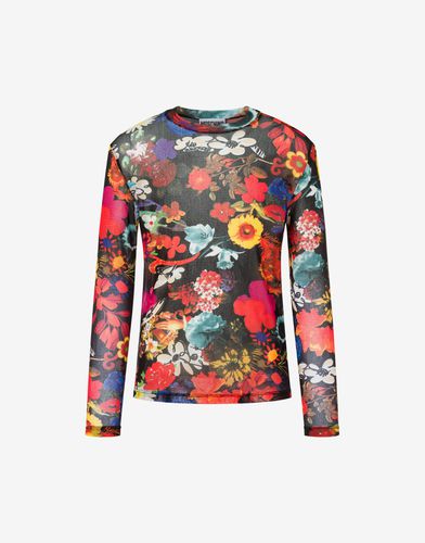 T-shirt In Tulle Allover Flowers - Moschino - Modalova