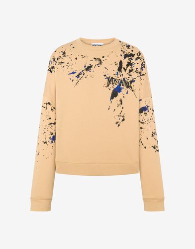 Painted Effect Organic Cotton Sweatshirt - Moschino - Modalova