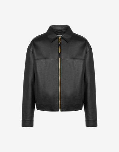 Mini Lettering Puller Zip Nappa Leather Jacket - Moschino - Modalova