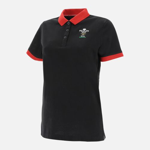Welsh Rugby 2020/21 black women's polo shirt from the fans collection - Macron - Modalova