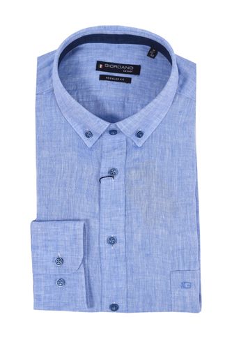 Regular Fit Linen Shirt Light Blue Size: SIZE M - Giordano - Modalova