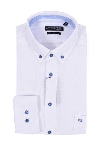 Regular Fit Linen Shirt White Size: SIZE L - Giordano - Modalova