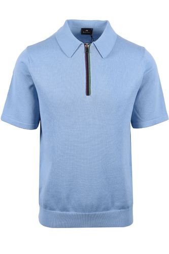 Zip Neck Knitted Polo Light Blue Size: SIZE M - Paul Smith - Modalova