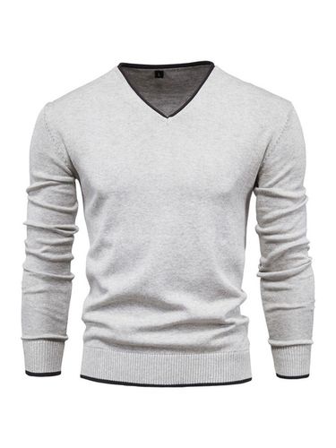 Suéteres pulóver de manga larga con cuello en V para hombre - milanoo.com - Modalova