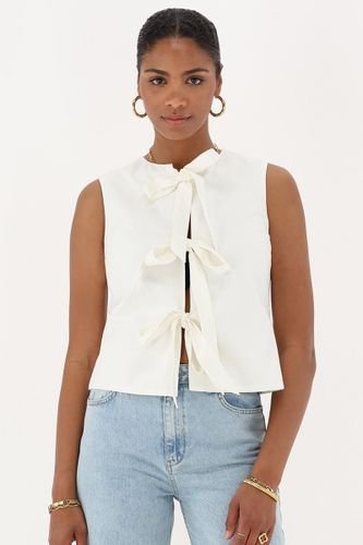 Beigefarbene Weste mit großen Schleifen | - My jewellery - Modalova