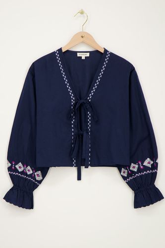 Top bleu avec nœuds et détails de broderie | - My jewellery - Modalova