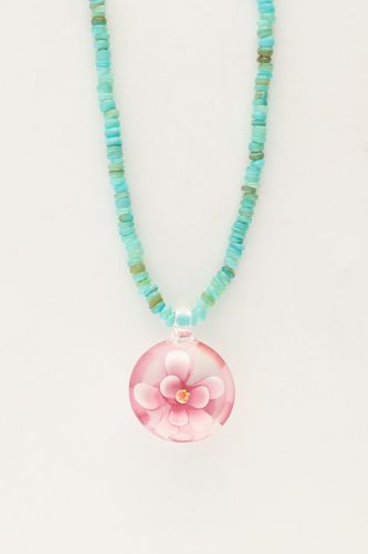 Island Aqua Perlenkette mit pinker Blume | - My jewellery - Modalova