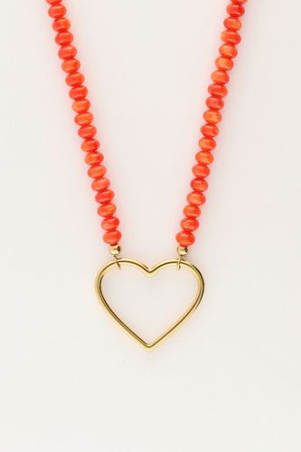 Orangefarbene Perlenkette mit Herz | - My jewellery - Modalova