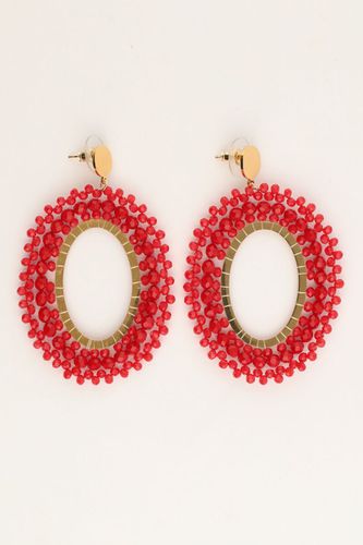 Rote ovale Statement-Ohrringe mit Perlen | - My jewellery - Modalova
