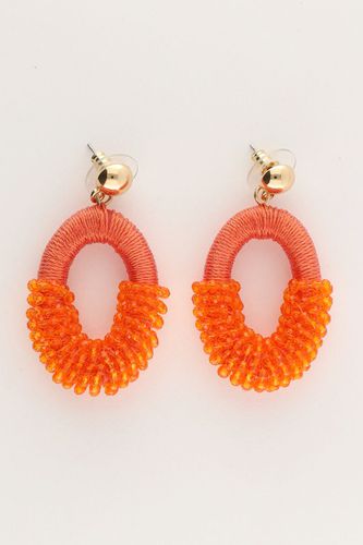 Orangefarbene Statement-Ohrringe mit Perlen | - My jewellery - Modalova