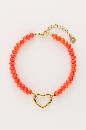 Orangefarbenes Perlenarmband mit Herz | - My jewellery - Modalova