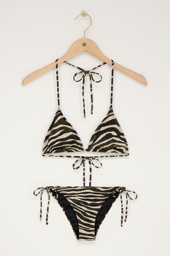 Schwarze-weißes Zebra Bikini Set Triangel mit Lurex | - My jewellery - Modalova