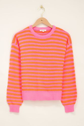 Pinker Pullover mit strukturierten Streifen | - My jewellery - Modalova