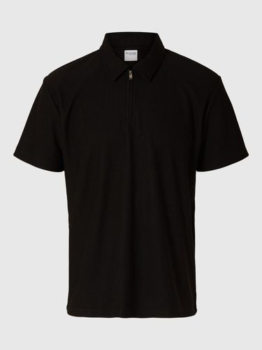 Half Zip Plisse Polo Shirt - Selected - Modalova