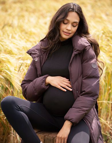 Belted Chevron Puffer Maternity Jacket - Seraphine - Modalova