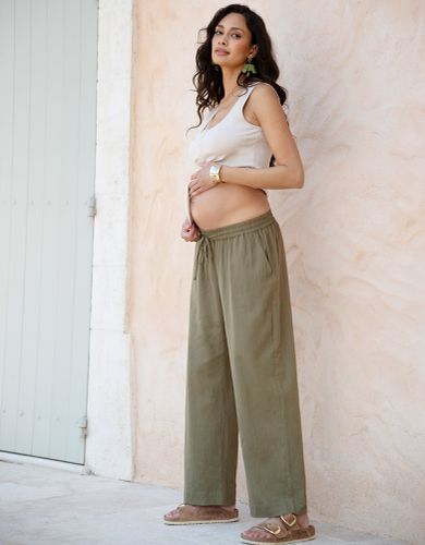 Wide-Leg Linen-Blend Under Bump Maternity Trousers - Seraphine - Modalova