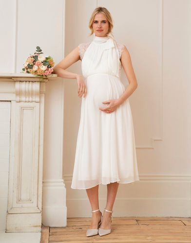 Maternity & Nursing Dress with Neckline Tie - Seraphine - Modalova