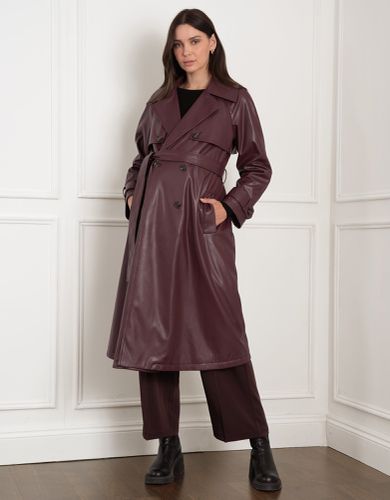 Vegan Leather Belted Maternity Trench Coat - Seraphine - Modalova