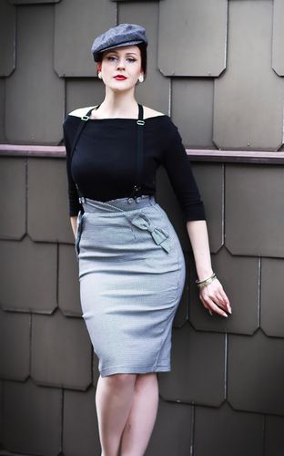 Voodoo Vixen - Pencil Skirt | Bleistiftrock mit Hahnentrittmuster #2XL - Rockabilly Rules (DACH) - Modalova