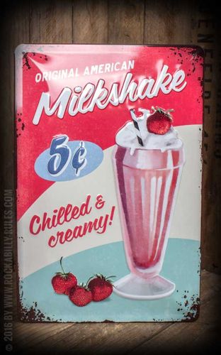 Blechschild "Original American Milkshake", 20 x 30 cm - Rockabilly Rules (DACH) - Modalova