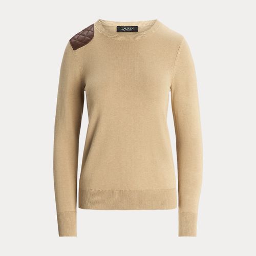 Faux-Leather-Trim Cotton-Blend Sweater - Lauren - Modalova