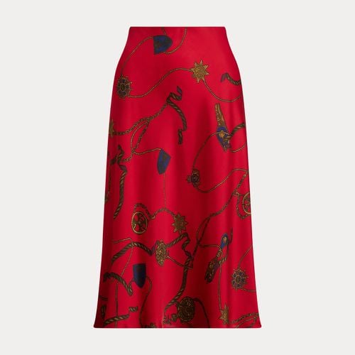 Belting-Print Satin Charmeuse Midi Skirt - Lauren - Modalova