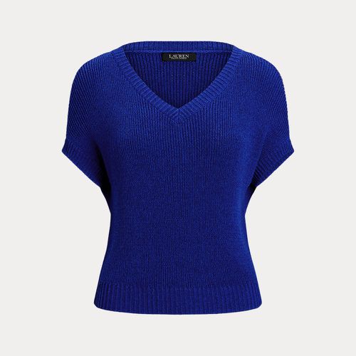 Rib-Knit Short-Sleeve V-Neck Jumper - Lauren - Modalova