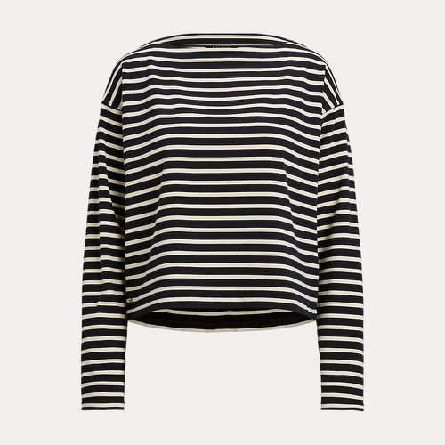 Striped Cotton Jersey Boatneck Top - Lauren - Modalova