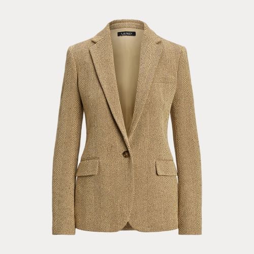 Cotton-Blend Herringbone Blazer - Lauren - Modalova